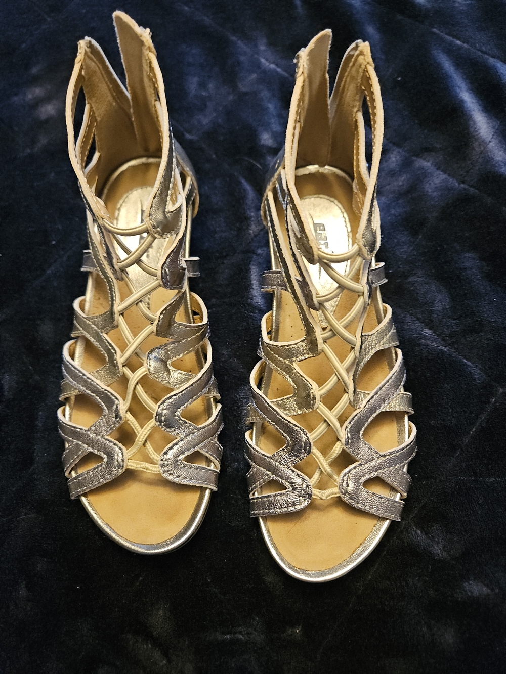 Metallic Silver Strappy Wedge Sandals